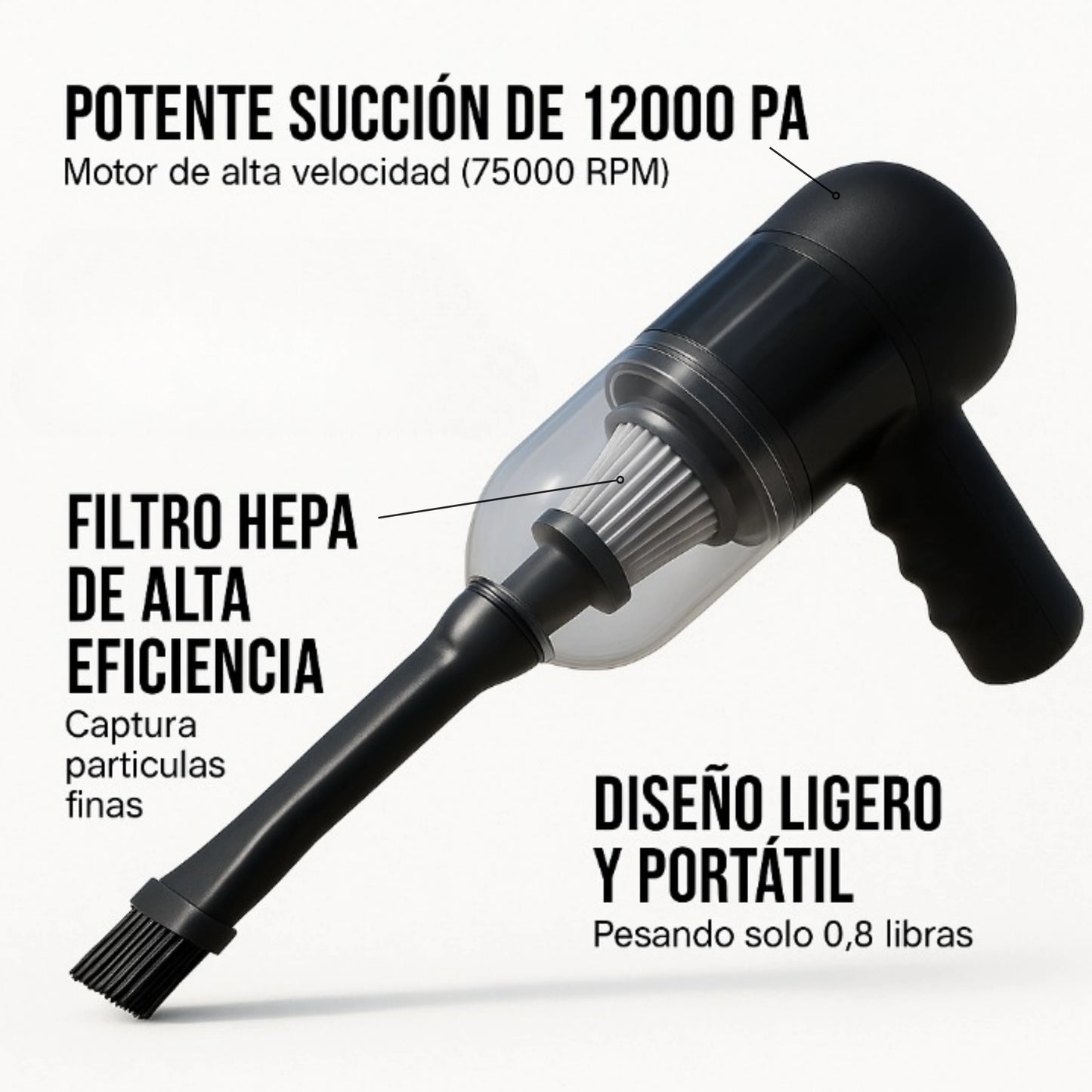 TurboDust® Aspiradora Portátil Profesional.